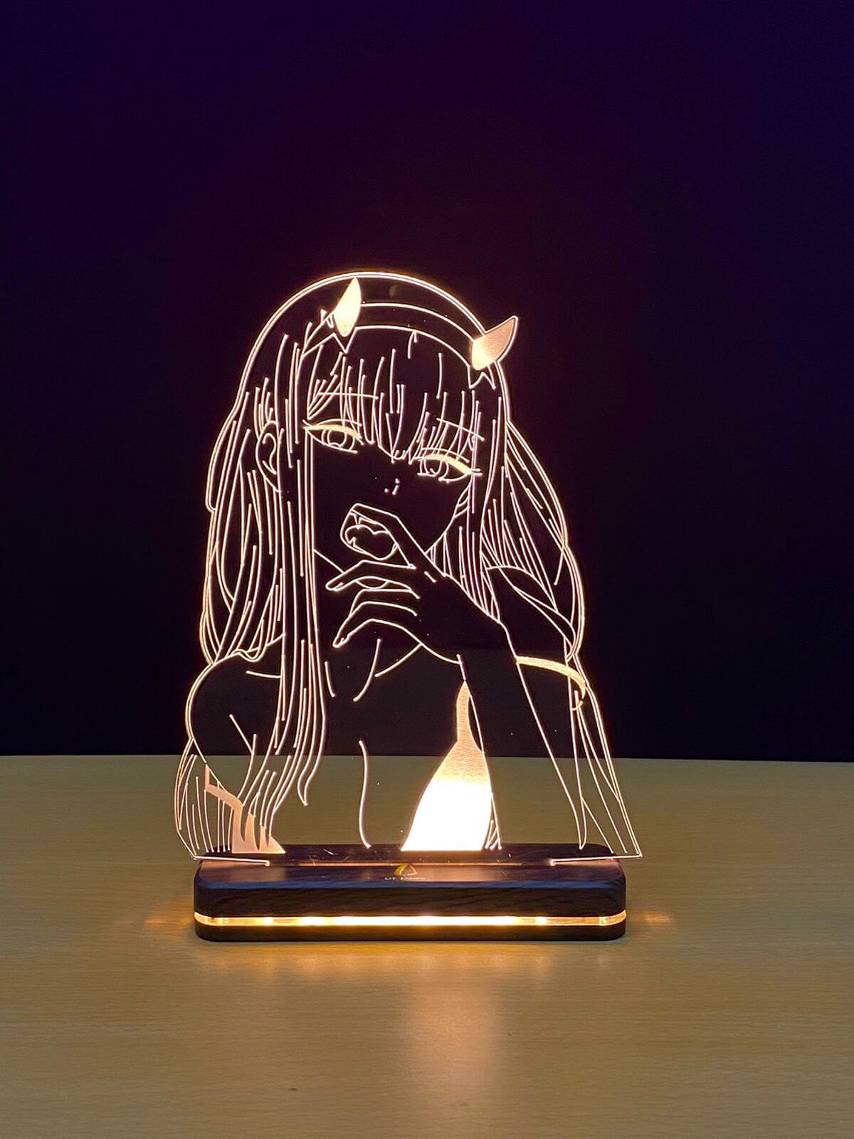 Zero Two Anime Decor Aesthetic 3D Illusion Lamp by LIT Lamps - LIT Lamps - Zero Two 3D LED Lamp-3d Lamps